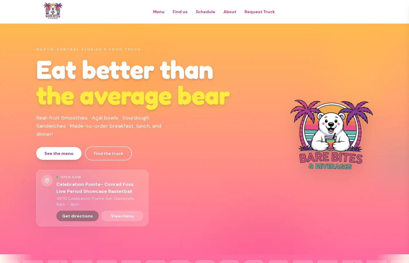 The Bare Bites & Beverages homepage