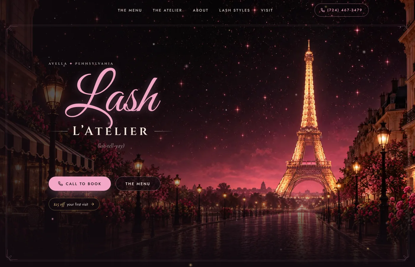 The Lash L’Atelier homepage